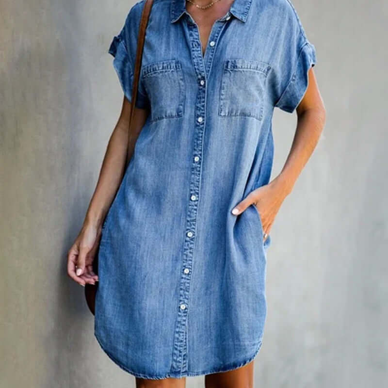 Valerie™ Elegante Denim Jurk met Buikbedekking