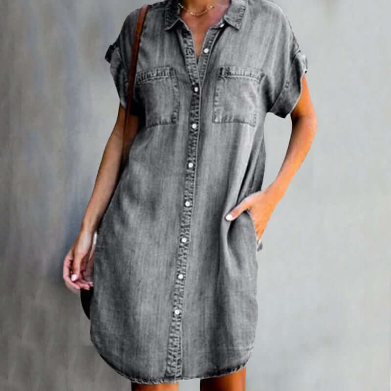 Valerie™ Elegante Denim Jurk met Buikbedekking