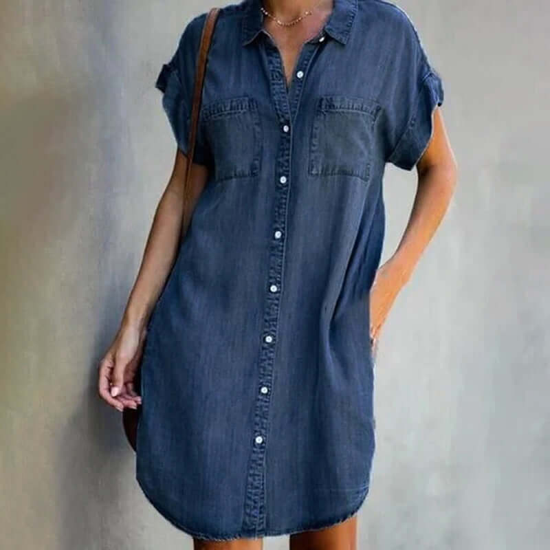 Valerie™ Elegante Denim Jurk met Buikbedekking