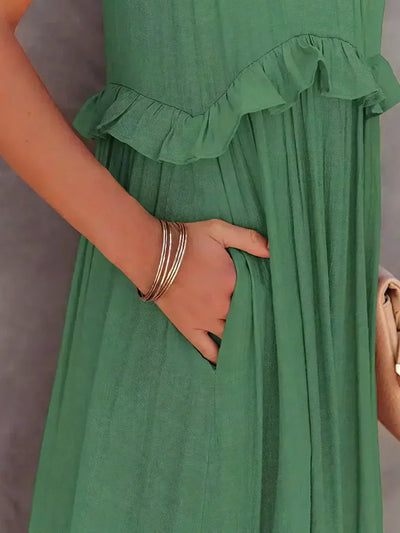 Emilia - Halternek Ruffle Maxi Jurk