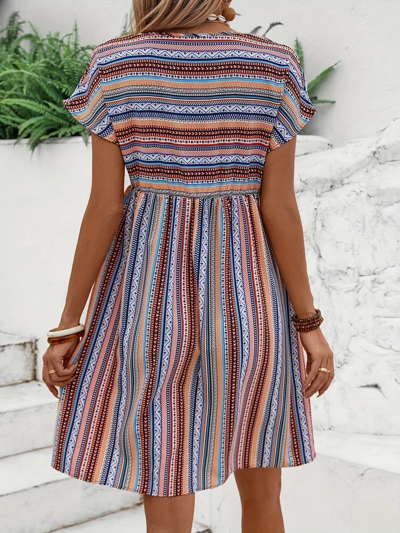 Agnes - Gestreepte Boho Stijl Jurk