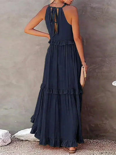 Emilia - Halternek Ruffle Maxi Jurk