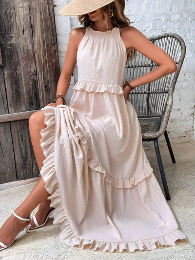 Emilia - Halternek Ruffle Maxi Jurk