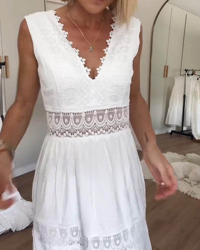 Alexa - Blonde V-Hals Cami Jurk