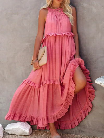 Emilia - Halternek Ruffle Maxi Jurk