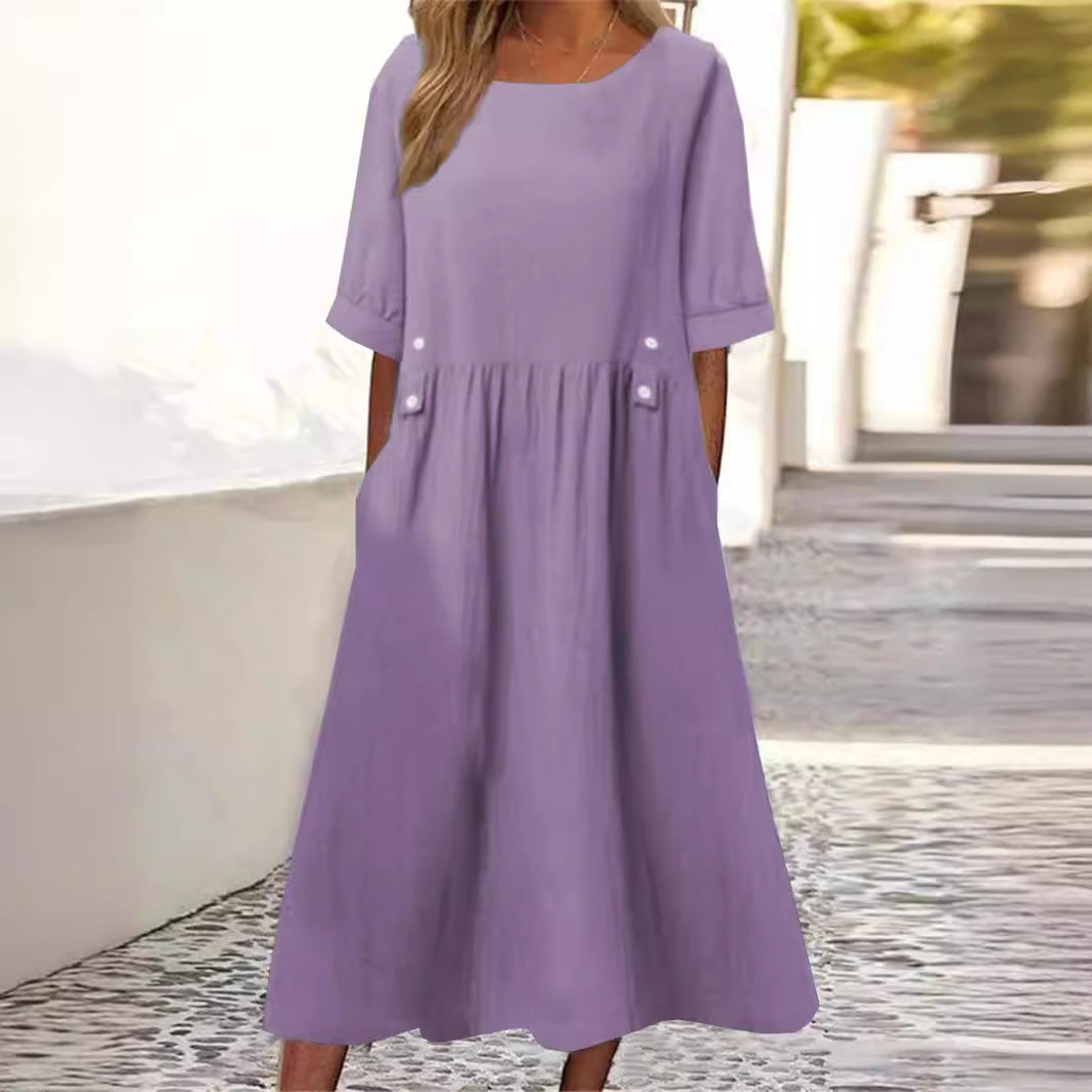 Aida - Knop-Accent Midi Jurk