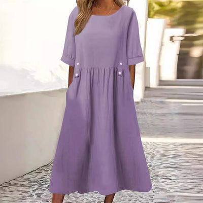 Aida - Knop-Accent Midi Jurk