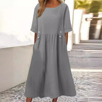 Aida - Knop-Accent Midi Jurk