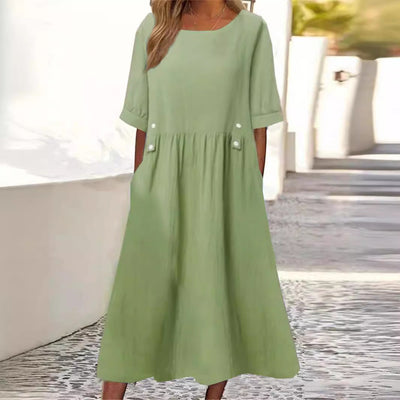 Aida - Knop-Accent Midi Jurk