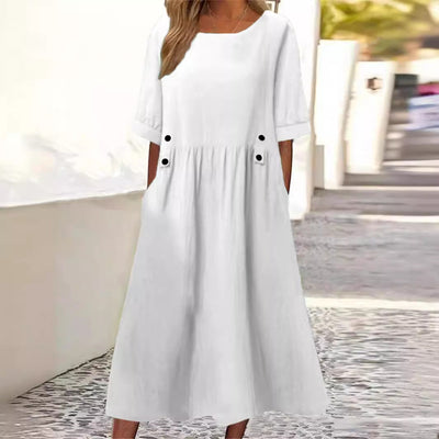 Aida - Knop-Accent Midi Jurk