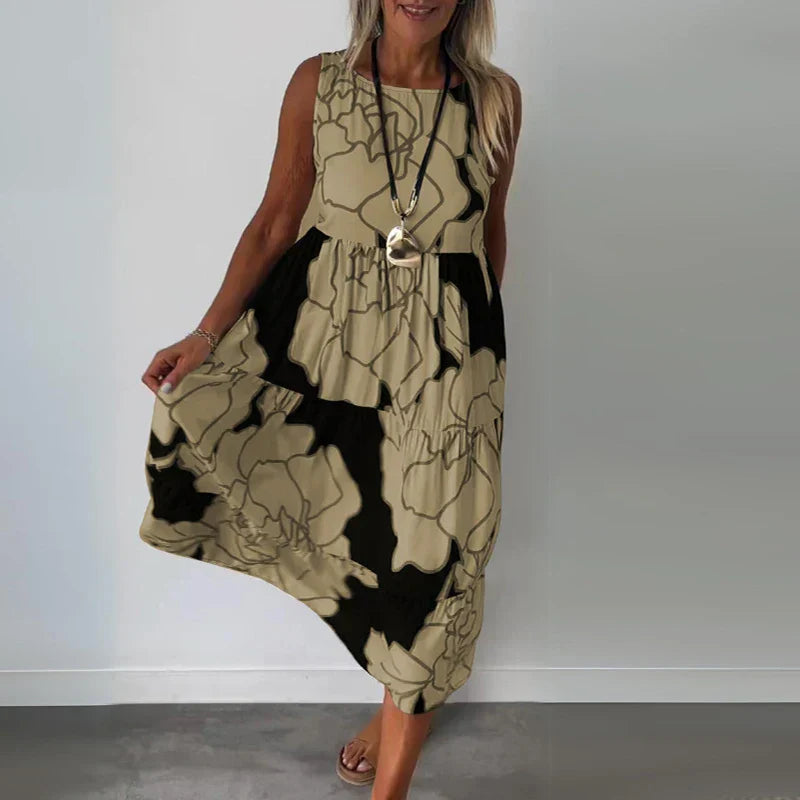CAITLYN - Mouwloze Maxi Jurk