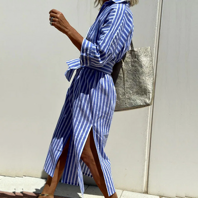 Signe - Chic gestreepte skjortekleed