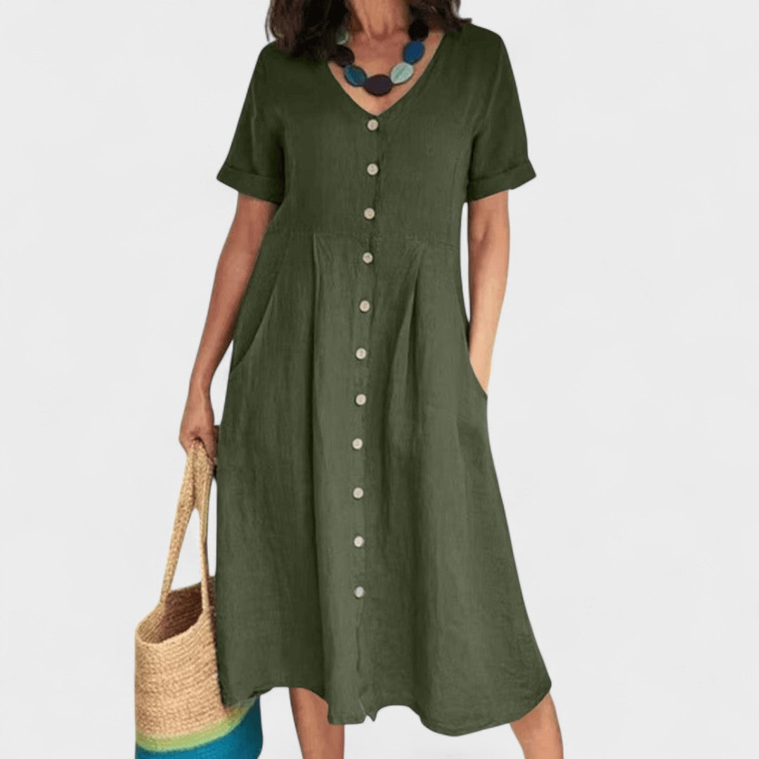 Alea – Donkerblauwe Midi Jurk