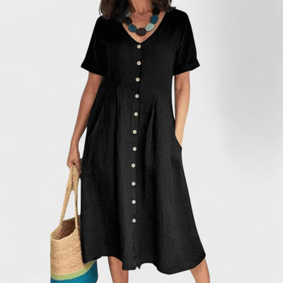 Alea – Donkerblauwe Midi Jurk