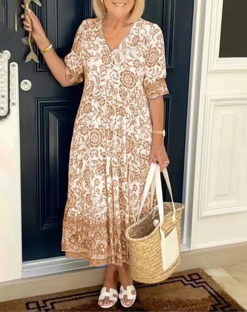 ARIA - Elegante Bloemenjurk met V-hals