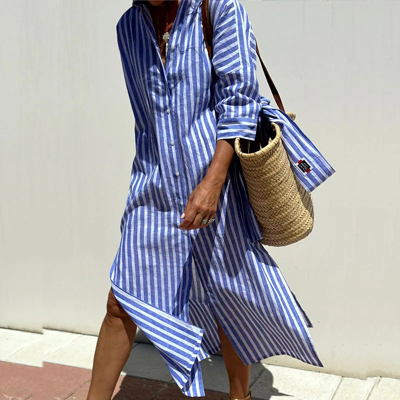 Signe - Chic gestreepte skjortekleed