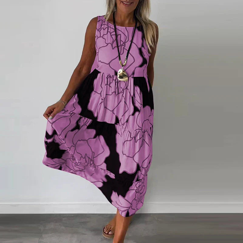 CAITLYN - Mouwloze Maxi Jurk