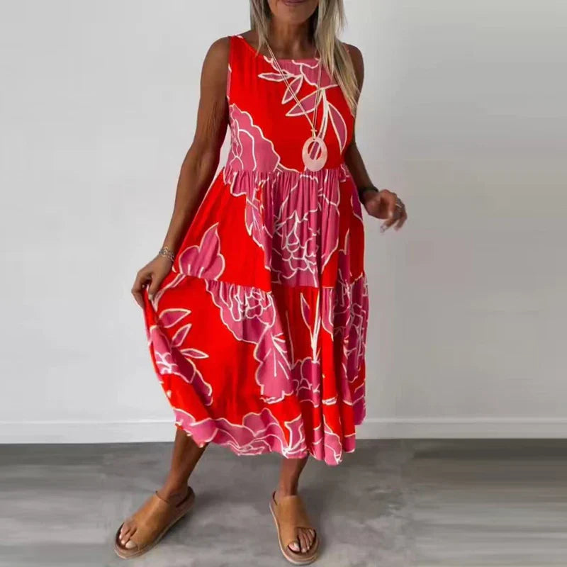 CAITLYN - Mouwloze Maxi Jurk