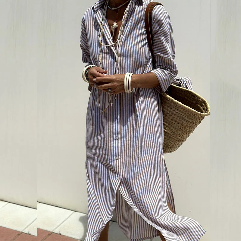 Signe - Chic gestreepte skjortekleed