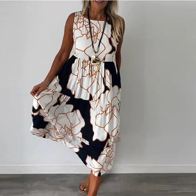 CAITLYN - Mouwloze Maxi Jurk