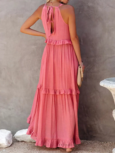 Emilia - Halternek Ruffle Maxi Jurk