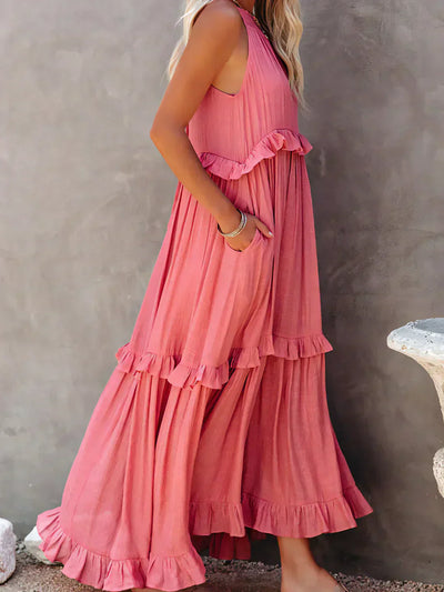 Emilia - Halternek Ruffle Maxi Jurk