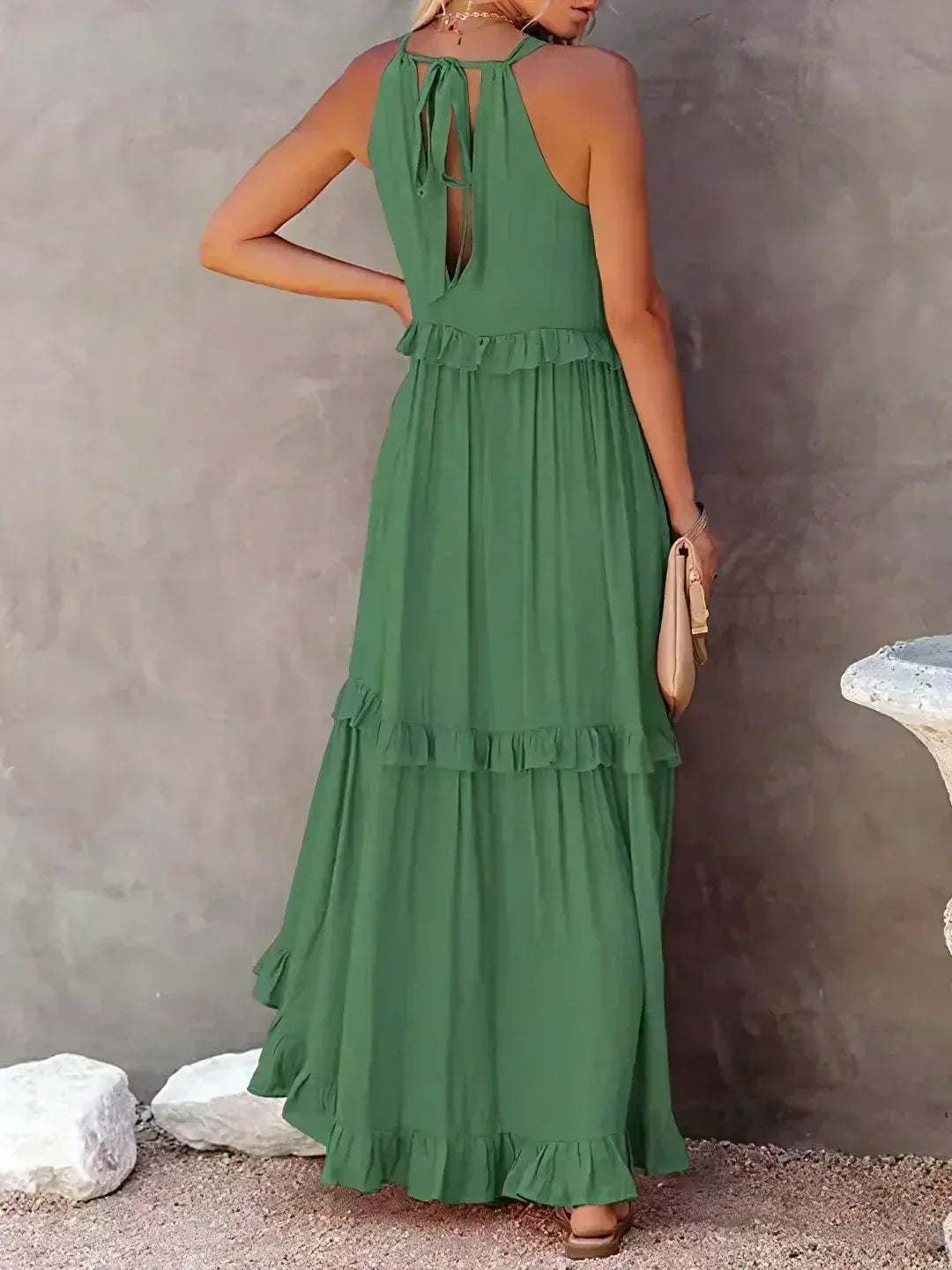 Emilia - Halternek Ruffle Maxi Jurk