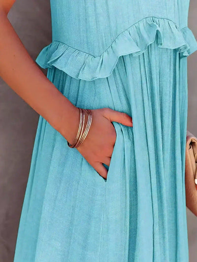 Emilia - Halternek Ruffle Maxi Jurk