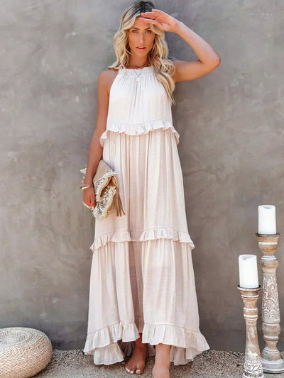 Emilia - Halternek Ruffle Maxi Jurk