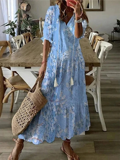 Dianna - Boho Mave Bedekkende Jurk